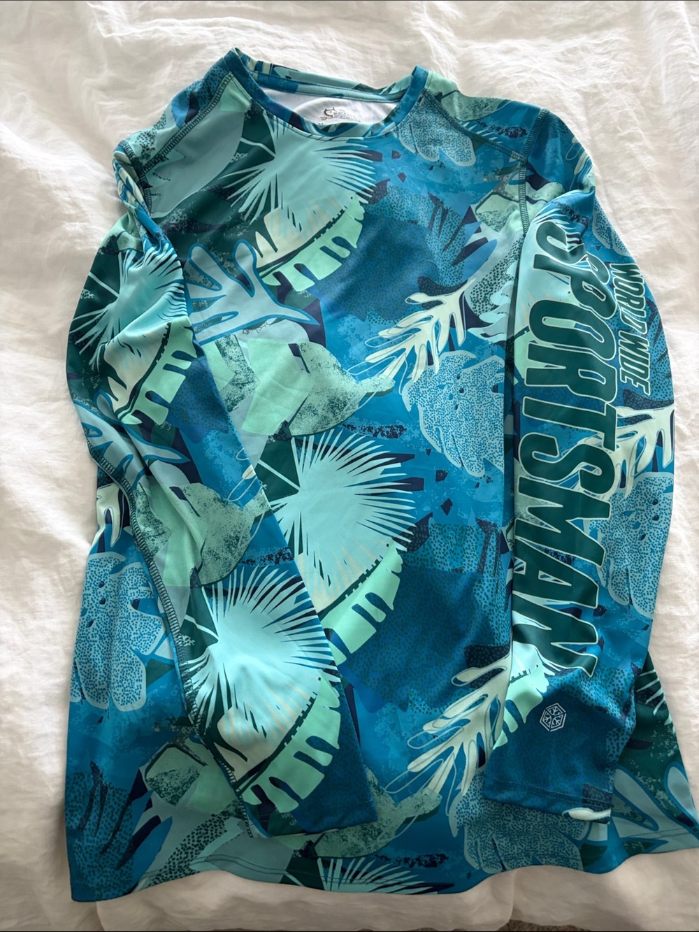 Blue Tropical Long Sleeve Rash Guard SPF shirt size M